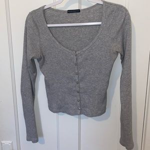 Gray Brandy Melville Ribbed Long Sleeve